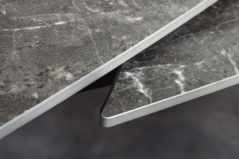 INCEPTION Ausziehbarer Esstisch 130-190cm anthrazit oval Keramik schwarz Metall
