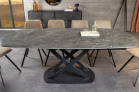 INCEPTION Ausziehbarer Esstisch 130-190cm anthrazit oval Keramik schwarz Metall