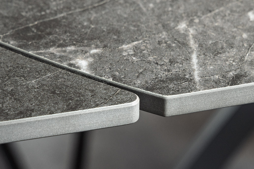 INCEPTION Ausziehbarer Esstisch 130-190cm anthrazit oval Keramik schwarz Metall