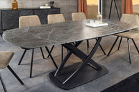 INCEPTION Ausziehbarer Esstisch 130-190cm anthrazit oval Keramik schwarz Metall