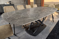 INCEPTION Ausziehbarer Esstisch 130-190cm anthrazit oval Keramik schwarz Metall