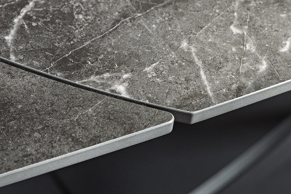 INCEPTION Ausziehbarer Esstisch 130-190cm anthrazit oval Keramik schwarz Metall