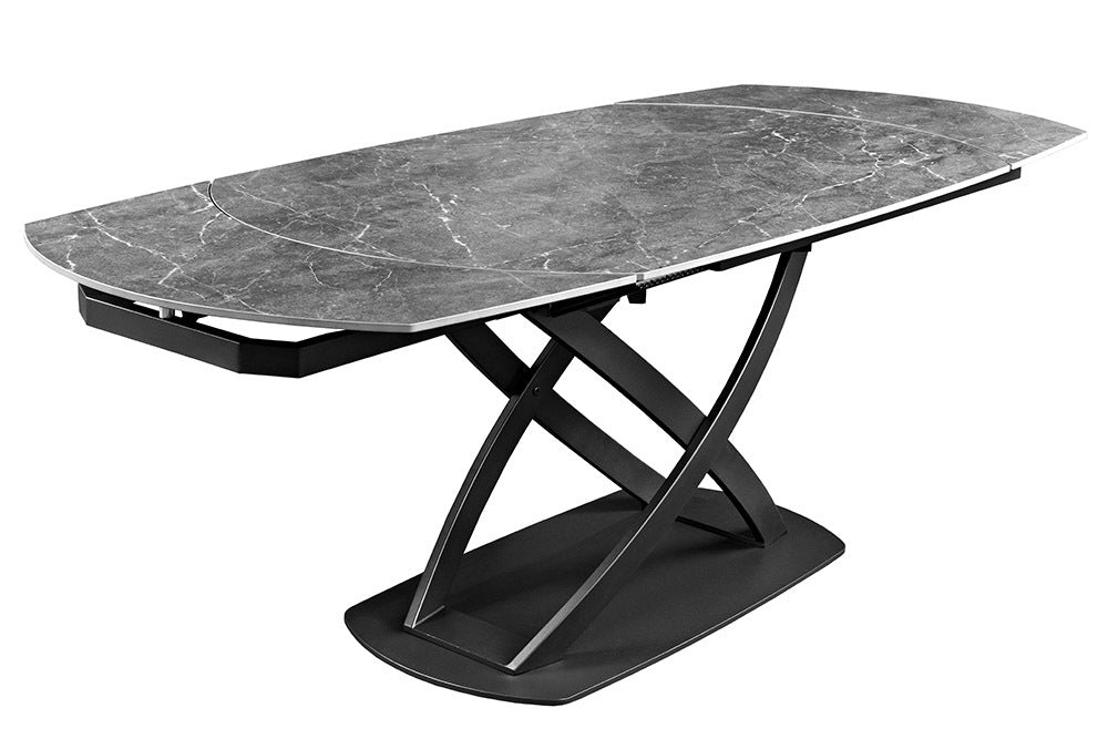 INCEPTION Ausziehbarer Esstisch 130-190cm anthrazit oval Keramik schwarz Metall