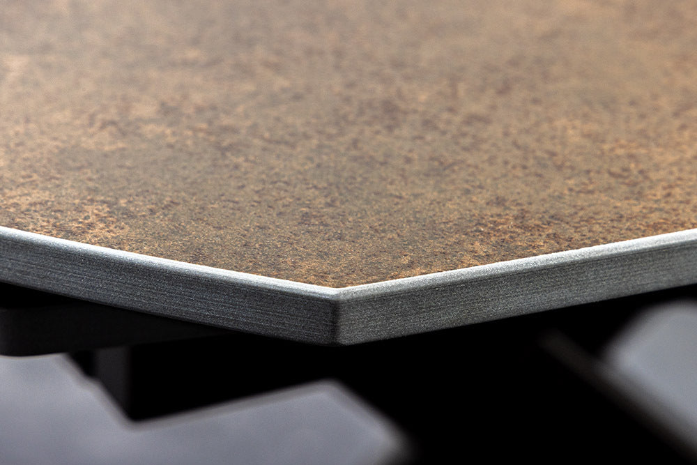 INCEPTION Ausziehbarer Esstisch 130-190cm rost oval Keramik bronze Gestell