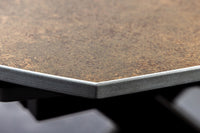 INCEPTION Ausziehbarer Esstisch 130-190cm rost oval Keramik bronze Gestell