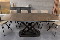 INCEPTION Ausziehbarer Esstisch 130-190cm rost oval Keramik bronze Gestell
