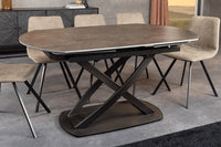 INCEPTION Ausziehbarer Esstisch 130-190cm rost oval Keramik bronze Gestell