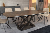INCEPTION Ausziehbarer Esstisch 130-190cm rost oval Keramik bronze Gestell