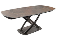 INCEPTION Ausziehbarer Esstisch 130-190cm rost oval Keramik bronze Gestell