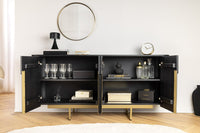 GATSBY Design Sideboard 160cm schwarz gold Mangoholz Retro
