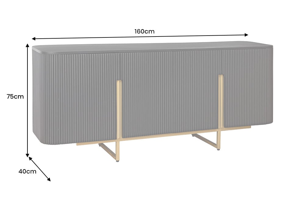 GATSBY Design Sideboard 160cm schwarz gold Mangoholz Retro