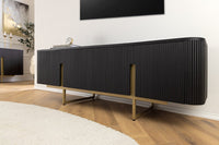GATSBY Design TV Board 160cm schwarz gold Mangoholz Retro Lowboard