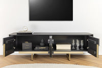 GATSBY Design TV Board 160cm schwarz gold Mangoholz Retro Lowboard