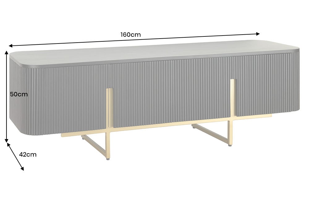 GATSBY Design TV Board 160cm schwarz gold Mangoholz Retro Lowboard
