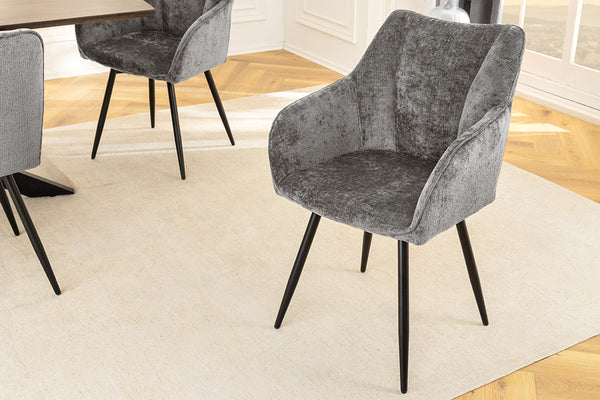 AVIGNON Drehbarer Retro Stuhl Chenille Metallbeine