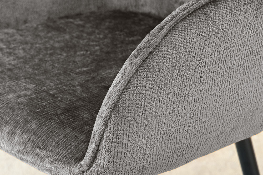 AVIGNON Drehbarer Retro Stuhl Chenille Metallbeine