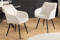 AVIGNON Drehbarer Retro Stuhl Chenille Metallbeine