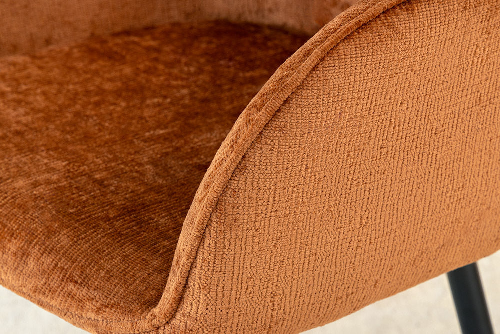 AVIGNON Drehbarer Retro Stuhl Chenille Metallbeine