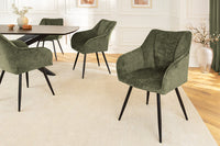 AVIGNON Drehbarer Retro Stuhl Chenille Metallbeine