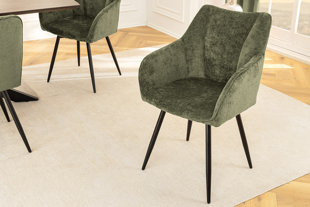 AVIGNON Drehbarer Retro Stuhl Chenille Metallbeine