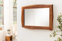 MAMMUT Massiver Spiegel 100cm braun Akazienholz Baumkante Wandspiegel