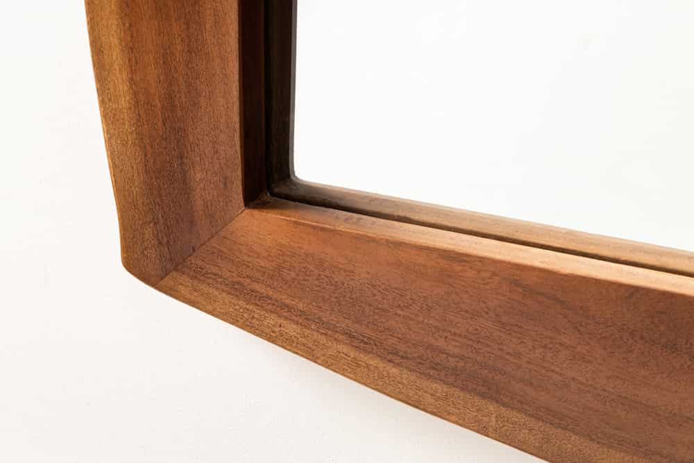 MAMMUT Massiver Spiegel 100cm braun Akazienholz Baumkante Wandspiegel