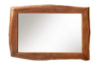 MAMMUT Massiver Spiegel 100cm braun Akazienholz Baumkante Wandspiegel