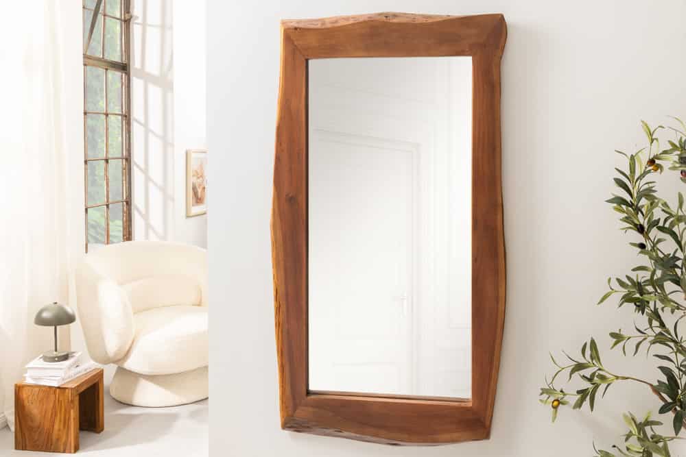 MAMMUT Massiver Spiegel 160cm braun Akazienholz Baumkante Wandspiegel