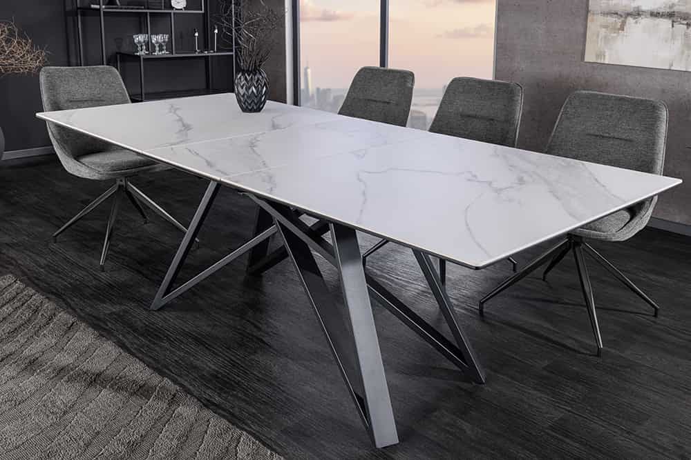 ATLAS Ausziehbarer Esstisch 160-200cm Keramik schwarz Metall