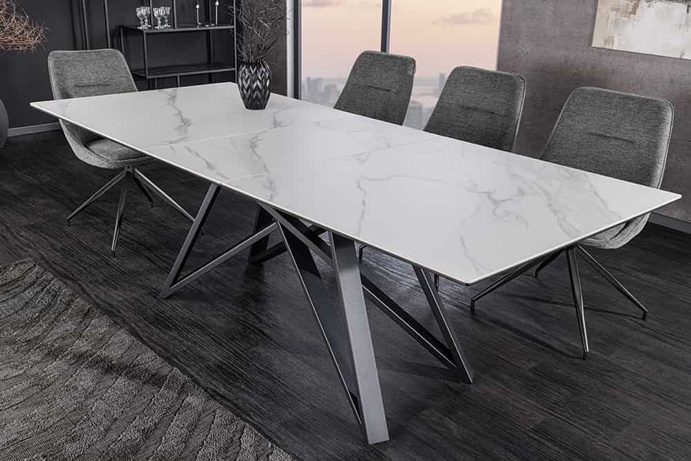 ATLAS Ausziehbarer Esstisch 160-200cm Keramik schwarz Metall