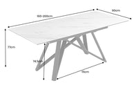 ATLAS Ausziehbarer Esstisch 160-200cm Keramik schwarz Metall