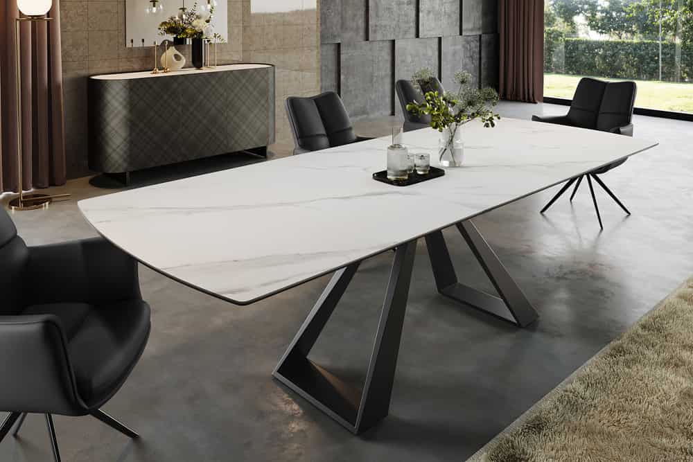 CONCORD Ausziehbarer Esstisch 180-230cm Keramik schwarz Metall