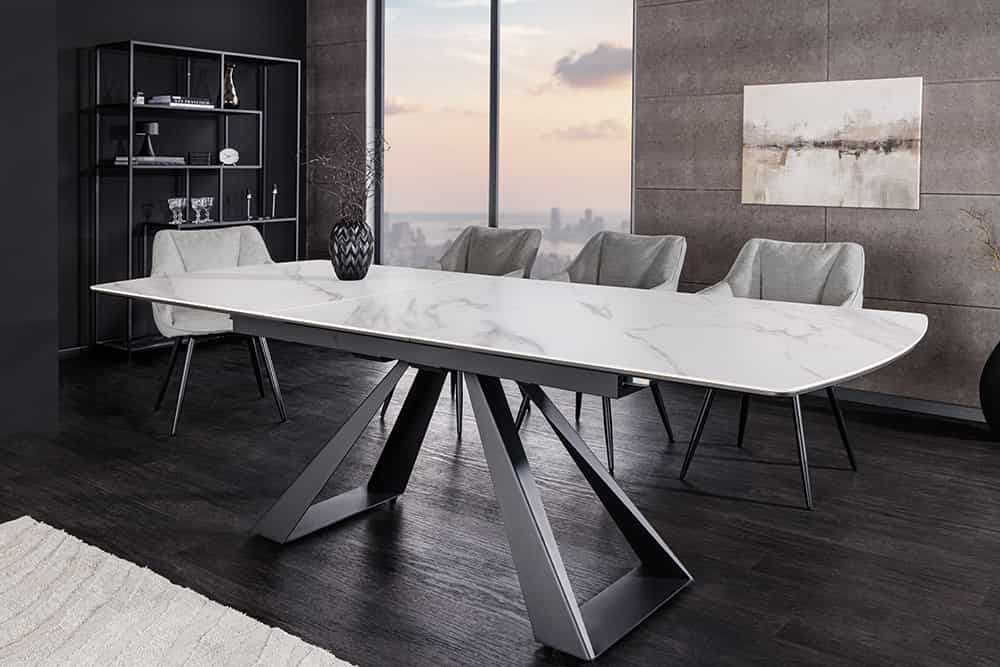 CONCORD Ausziehbarer Esstisch 180-230cm Keramik schwarz Metall