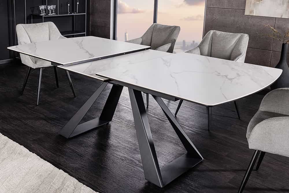 CONCORD Ausziehbarer Esstisch 180-230cm Keramik schwarz Metall