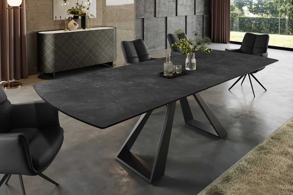 CONCORD Ausziehbarer Esstisch 180-230cm Keramik schwarz Metall