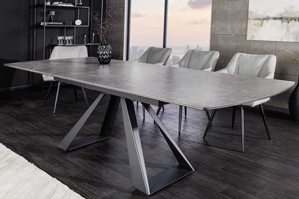 CONCORD Ausziehbarer Esstisch 180-230cm Keramik schwarz Metall