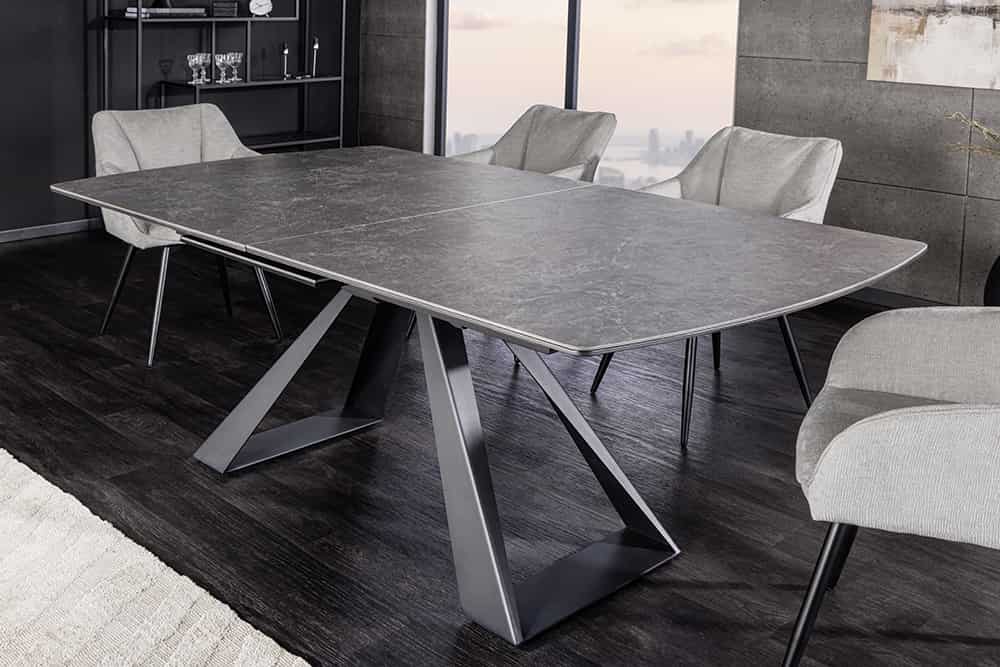 CONCORD Ausziehbarer Esstisch 180-230cm Keramik schwarz Metall
