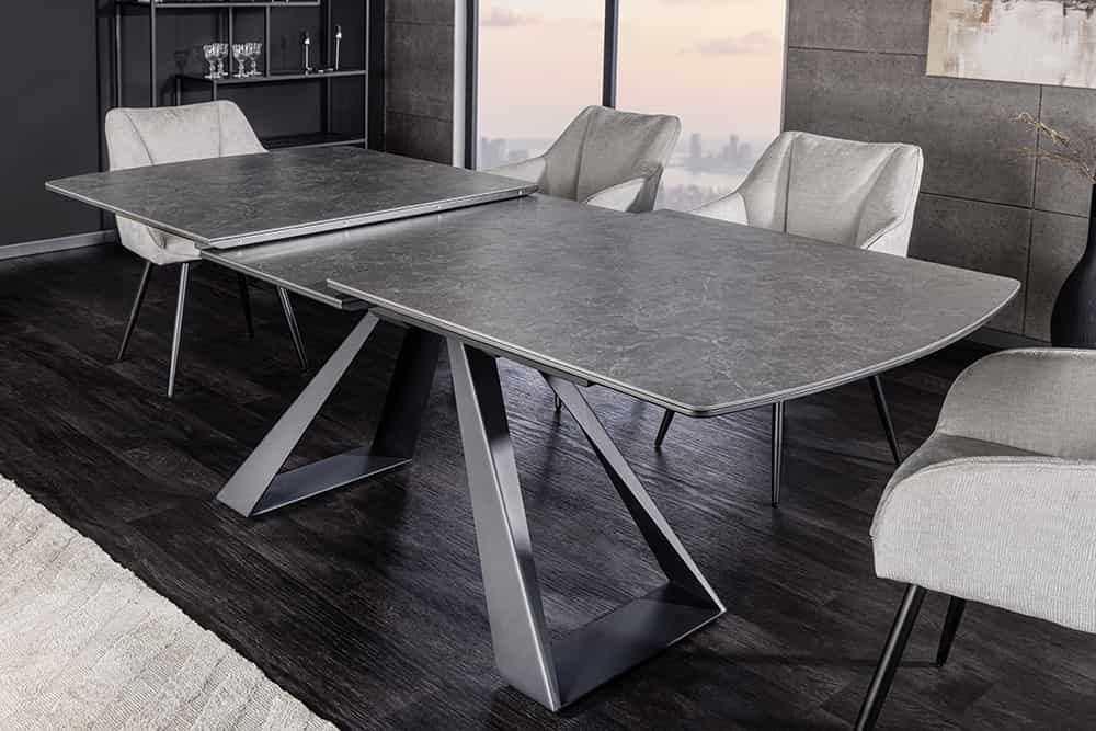 CONCORD Ausziehbarer Esstisch 180-230cm Keramik schwarz Metall