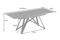 ATLAS Ausziehbarer Esstisch 160-200cm Keramik schwarz Metall