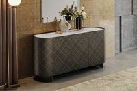 REFLECTION Design Sideboard 150cm weiß Keramik Marmor anthrazit 3D Effekt brushed Finish