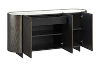 REFLECTION Design Sideboard 150cm weiß Keramik Marmor anthrazit 3D Effekt brushed Finish