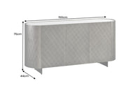 REFLECTION Design Sideboard 150cm weiß Keramik Marmor bronze 3D Effekt brushed Finish