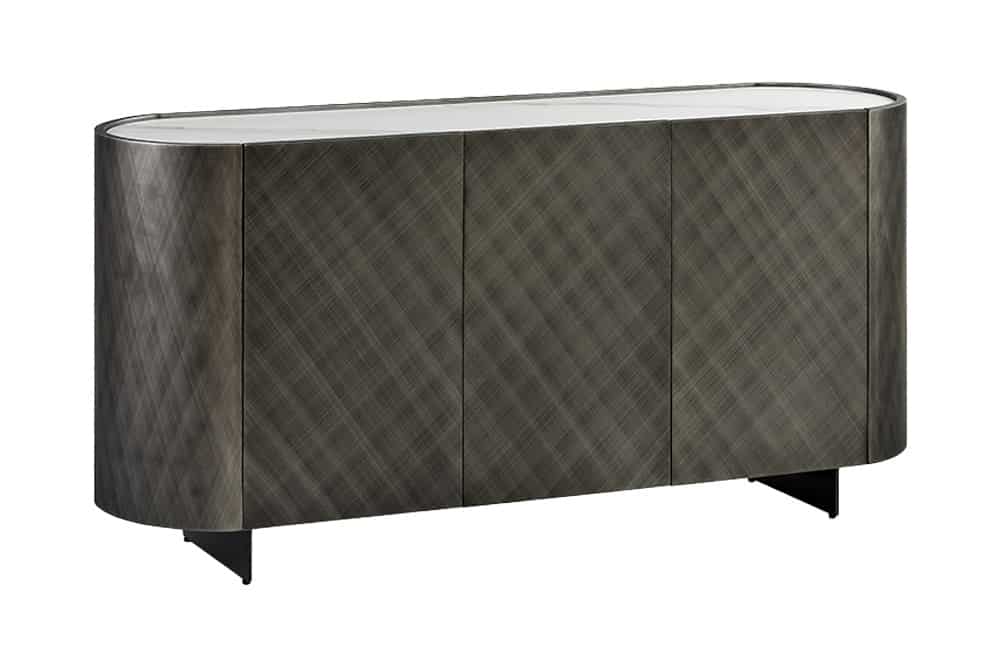 REFLECTION Design Sideboard 150cm weiß Keramik Marmor anthrazit 3D Effekt brushed Finish