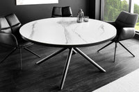 MIKADO Ausziehbarer Esstisch 120-160cm weiß Keramik oval schwarz Sterngestell