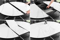MIKADO Ausziehbarer Esstisch 120-160cm weiß Keramik oval schwarz Sterngestell