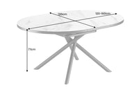 MIKADO Ausziehbarer Esstisch 120-160cm weiß Keramik oval schwarz Sterngestell