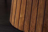 ART DECO Ovaler Esstisch 220cm massives Mangoholz mit Lamellen-Säulenfuß