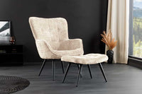 Design Sessel SCANDINAVIA Chenille Cremona schwarz Metall mit Armlehne