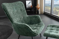 Design Sessel SCANDINAVIA Chenille Cremona schwarz Metall mit Armlehne