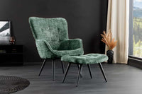 Design Sessel SCANDINAVIA Chenille Cremona schwarz Metall mit Armlehne